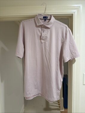 Stitch Golf Striped Polo Shirt - Light Pink